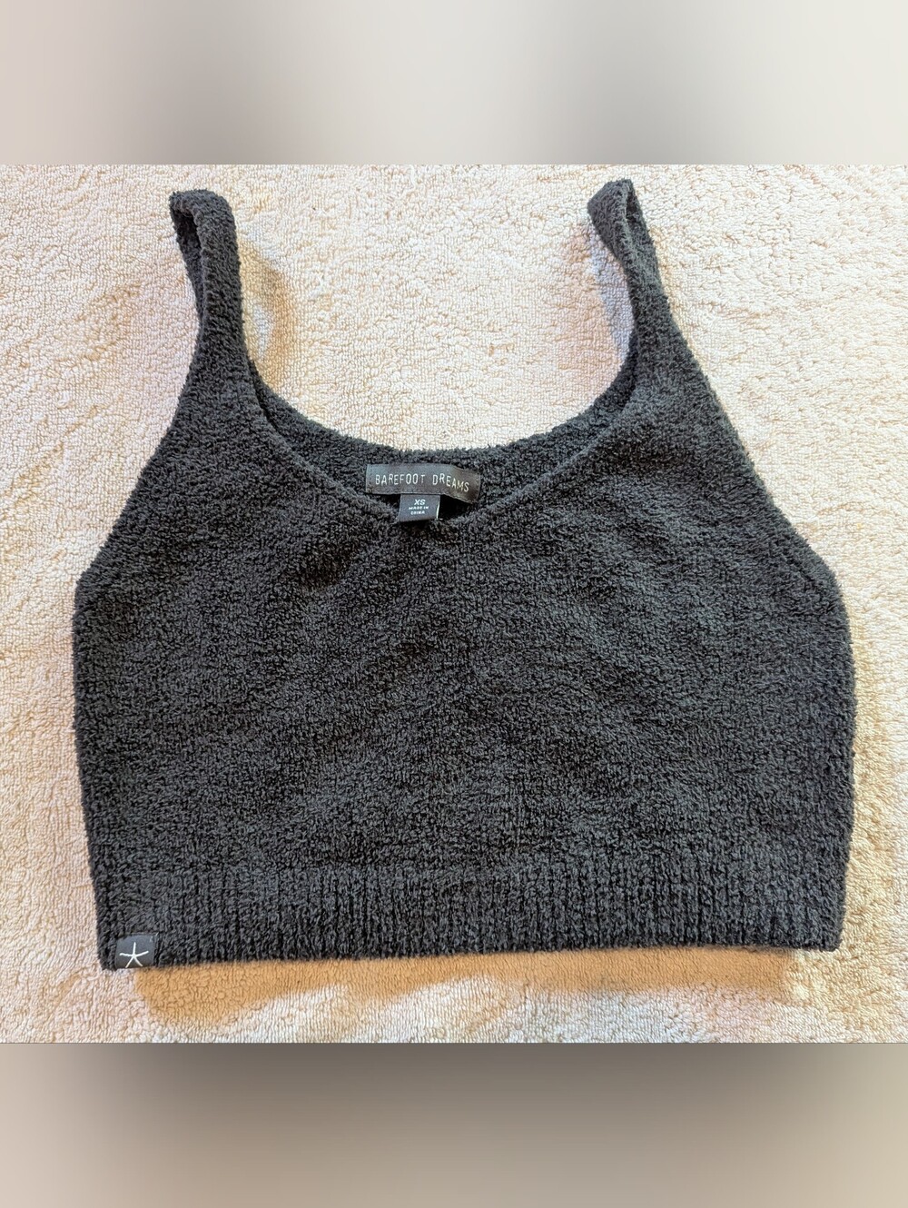 $28 Barefoot Dreams Size XS CozyChic Luxe Cropped Cami Tank Black EUC